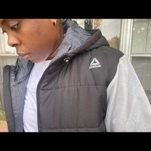 Men’s Reebok  grey and black hoodie zipper jacket